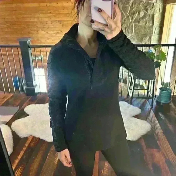 ATHLETA Black Fleece Extra Long Pullover Jacket - Picture 1 of 10